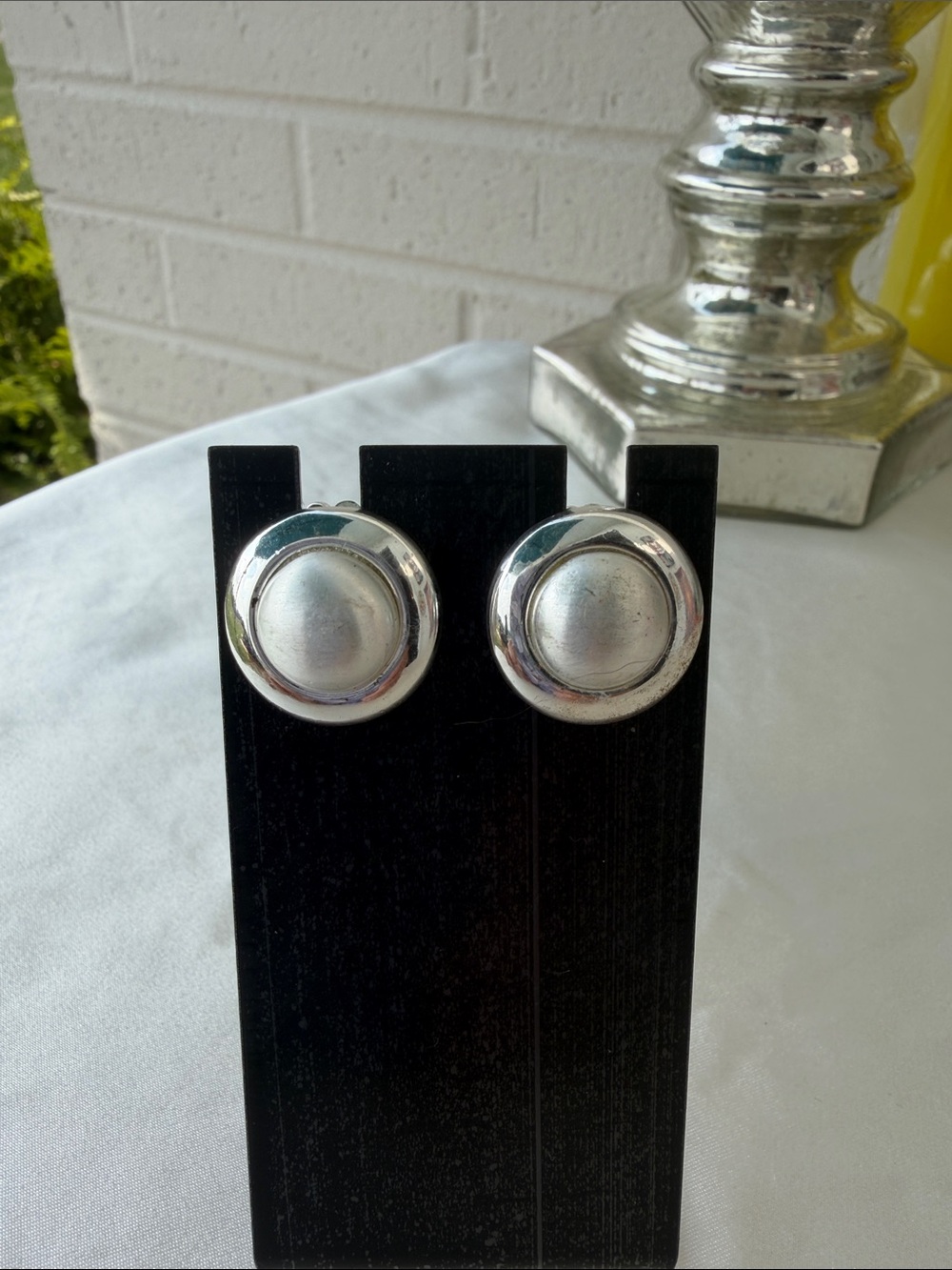 Polished Silver Dome Clip Earrings - Elegant Silver Statement